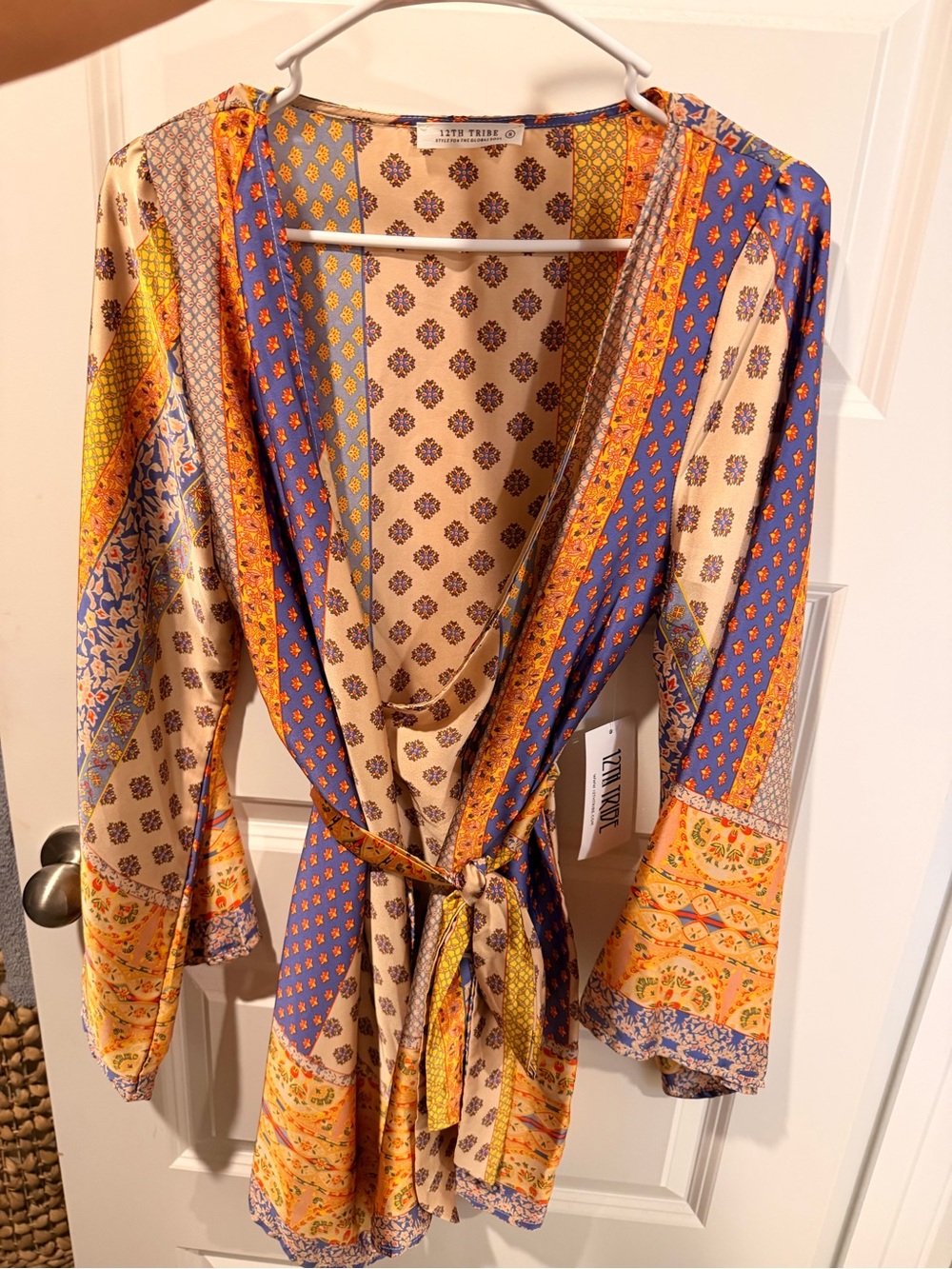 12th Tribe Gold Standard Multicolored Kimono Dress - Picture 2 of 5